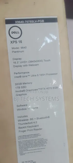 New Laptop Dell XPS 16 9640 32GB Intel Core Ultra 9 SSD 1T