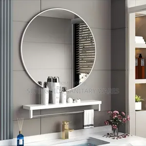 White Frame Bathroom Mirror With Shelf