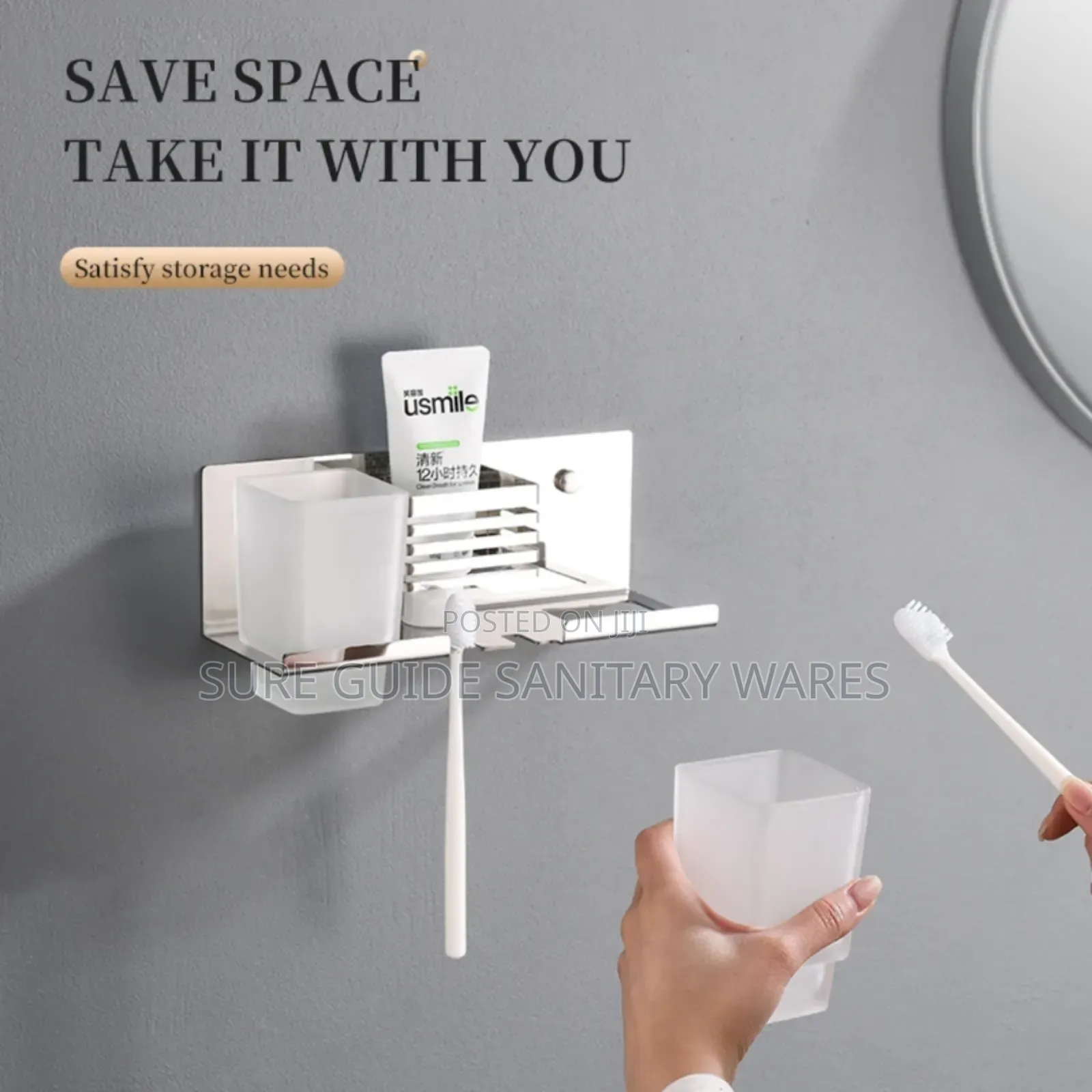 Wall Mounted Bathroom Toothbrush Cup Holder