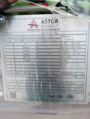 2mva 33/0.400kv or 2000kva 33/0.400kv Astor Transformer  Copper Coin
