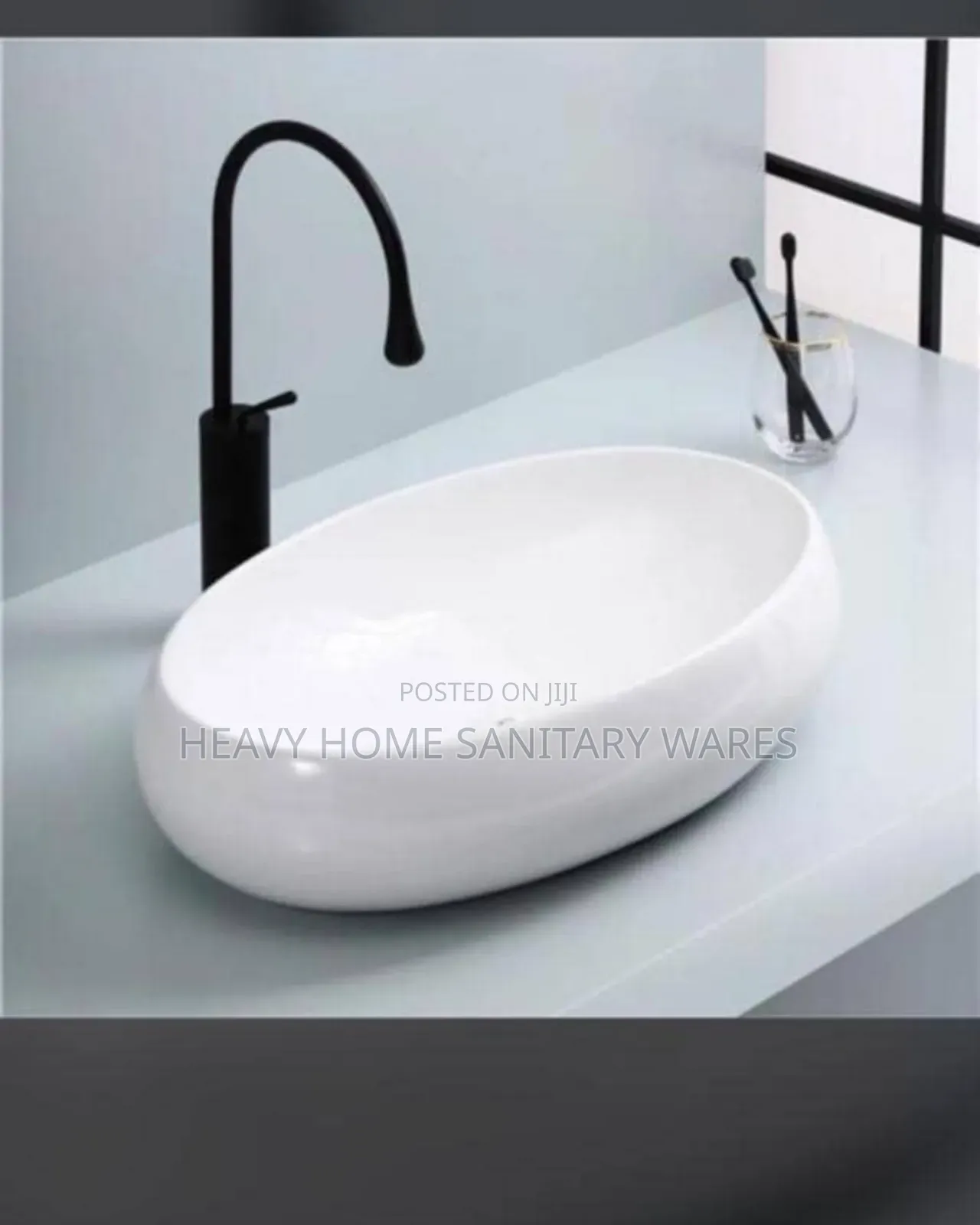 White Ceramic Countertop Oval Basin