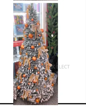 7ft Collapsible Round Tree With Light and Decorations
