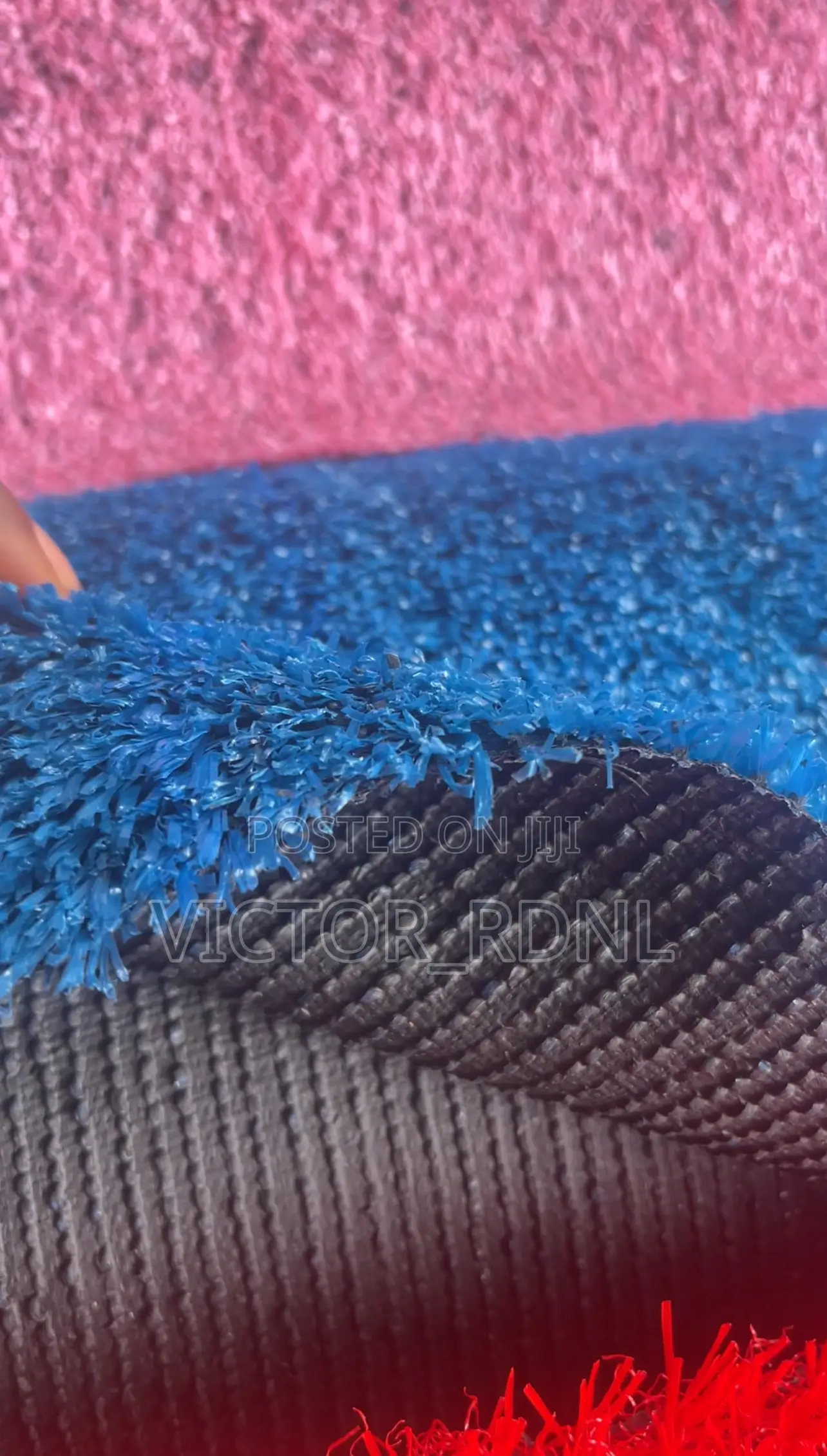 Blue Red Artificial Grass