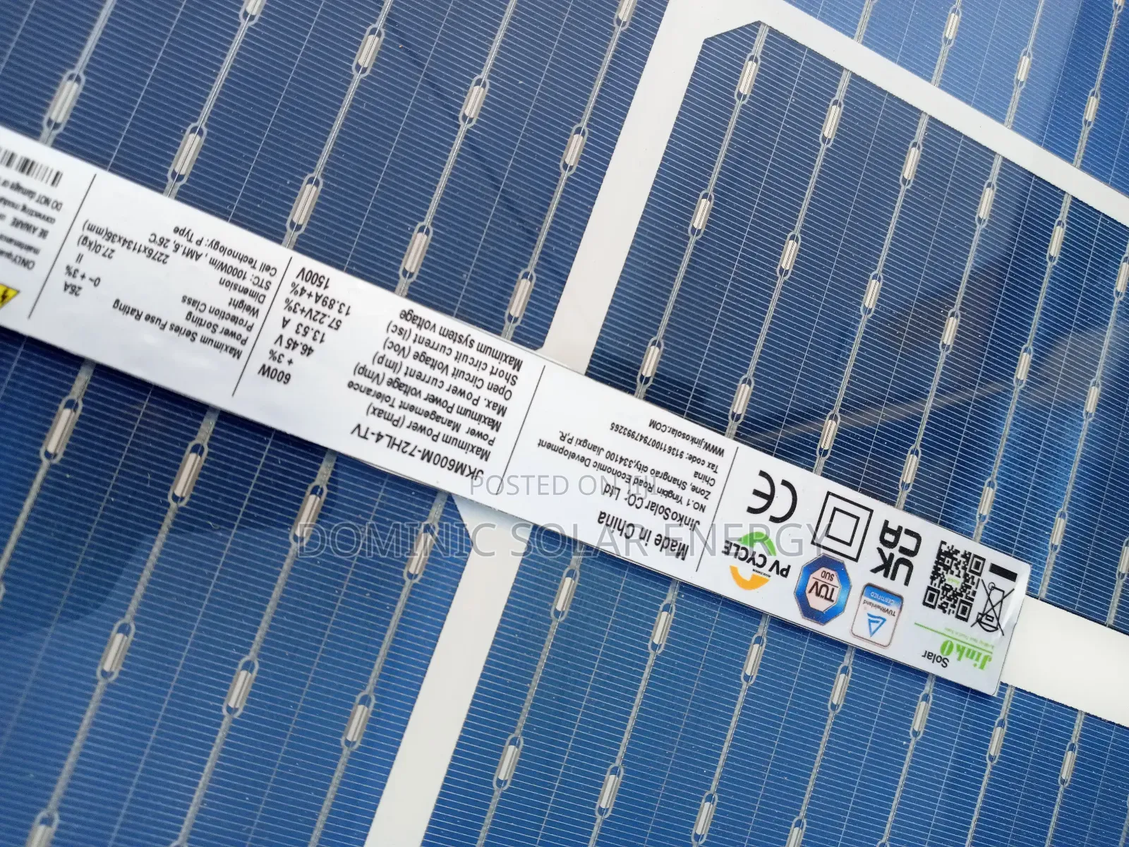 600watts/144cells Bificial Jinko Solar Panel