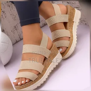 Nude Wedge Comfortable Cork Sandals #Em. Sizes 37 To 42