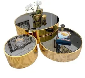 Imported Original Gold Center Table and Side Stool