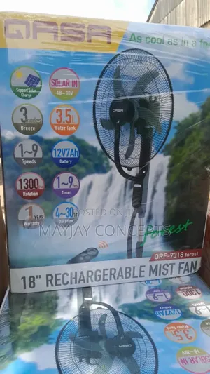 Qasa 18-Inch Ac/Dc Rechargeable Mist Fan With 3.5l Tank●3 Modes Breeze