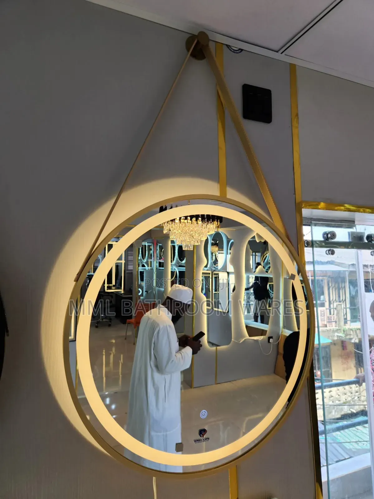 Wall Mounted Gold Framed Led Mirrors With Hanging Kits