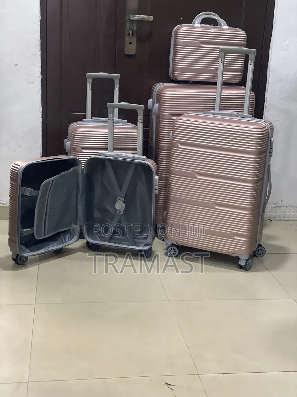 Tengfei 5 Set Unisex Travel Luggage – Peach Color