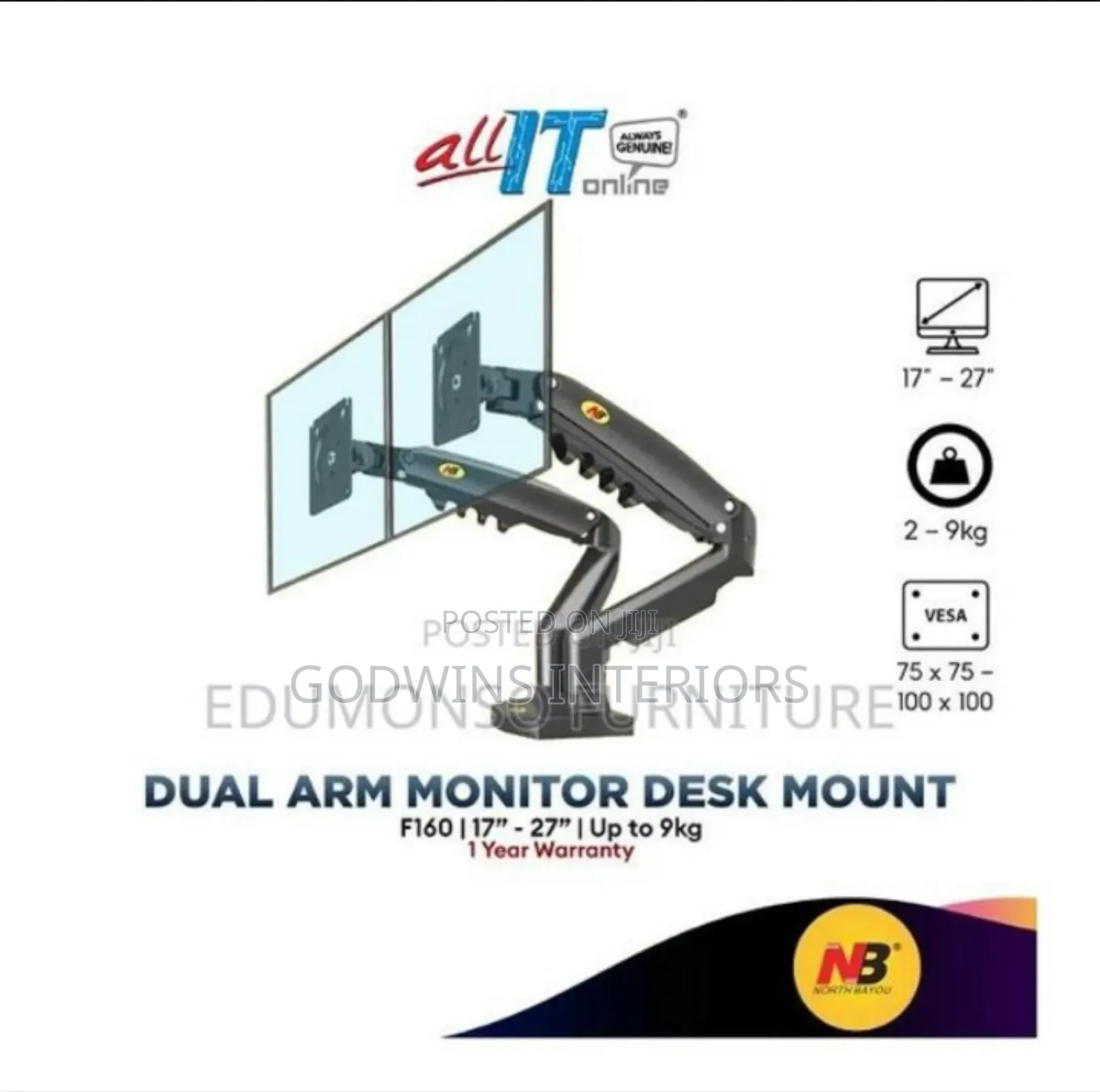 Gas Spring Dual Screen Mount