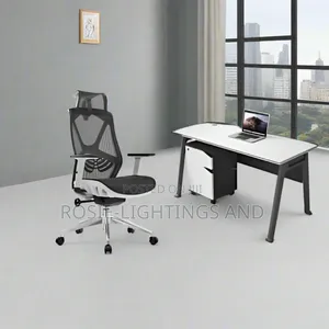 Ergonomic Swivel Mesh Chair With 4 Feet Office Desk