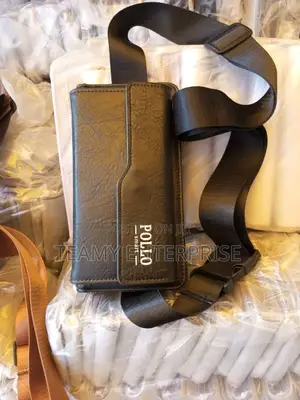 Long Leather Wallet With Long Strap Smart Portable for Senior Men