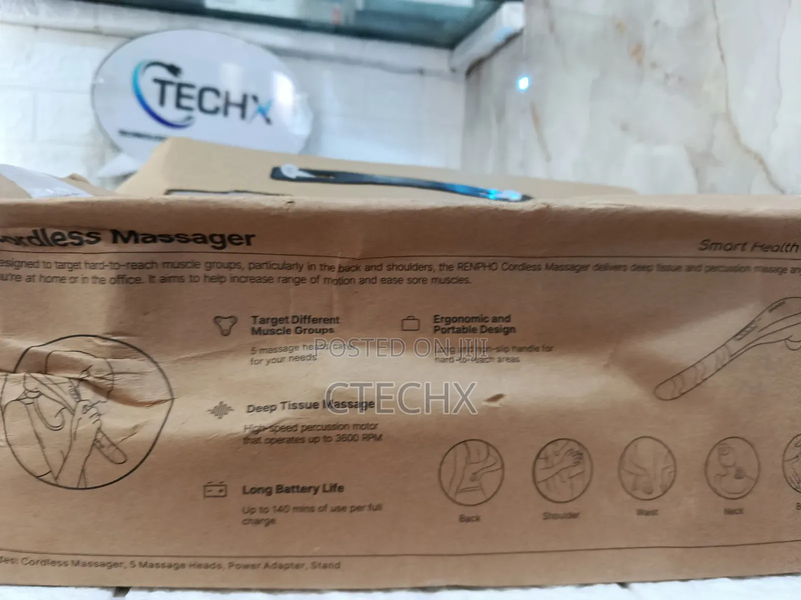 Renpho Rechargeable Cordless Deep Tissue Massager For Muscles, Back