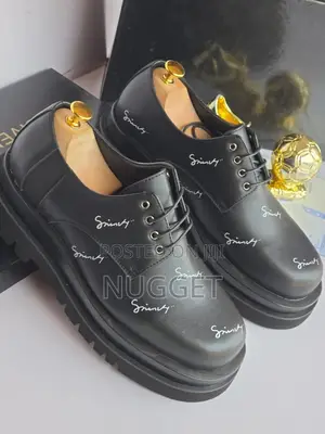 Givenchy Black Leather Lace-Up Shoes, Handwritten-Style Branding