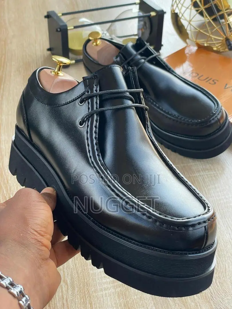 Louis Vuitton Black Leather Designer High Sole Boxed
