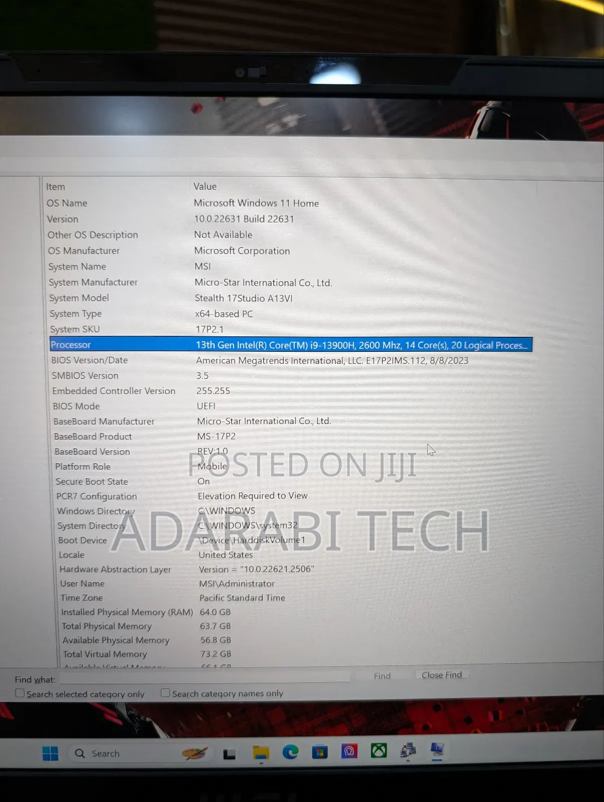 New Laptop MSI Stealth 17 Studio A13vi-012us 64GB Intel Core I9 SSD 2T