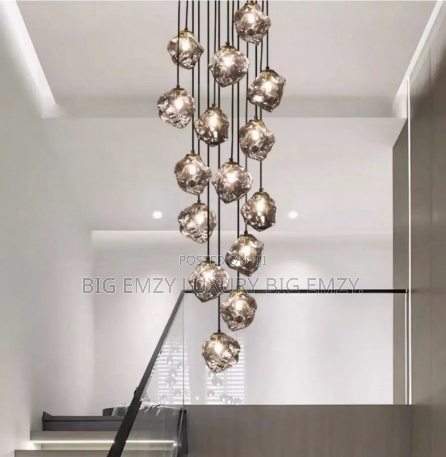 Modern Crystal Cluster Chandelier Or Pendant Lights.