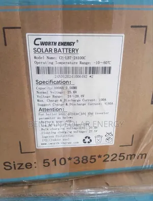 Cworth Energy 2.5kwh 24v Lithium-Ion Battery–Smart Power Storage Black