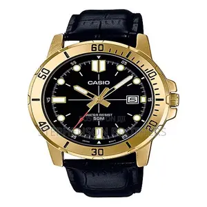 Casio Gent’S MTP-Vd01gl-1evudf Analog Gold Case Black Leather Watch