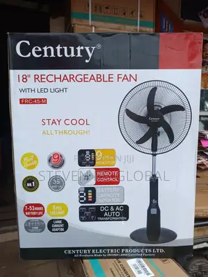 Century 18" Rechargeable Fan (Model: FRC 45-M) – 5 Blade Technology