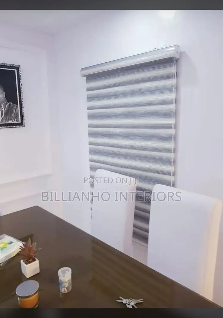 Stripe Gray and White Window Blinds