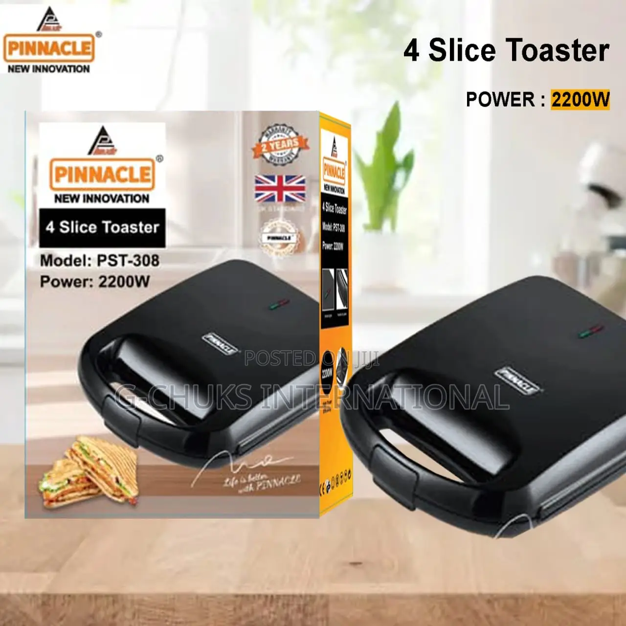 Pinnacle 4 Slice Toaster-2200w
