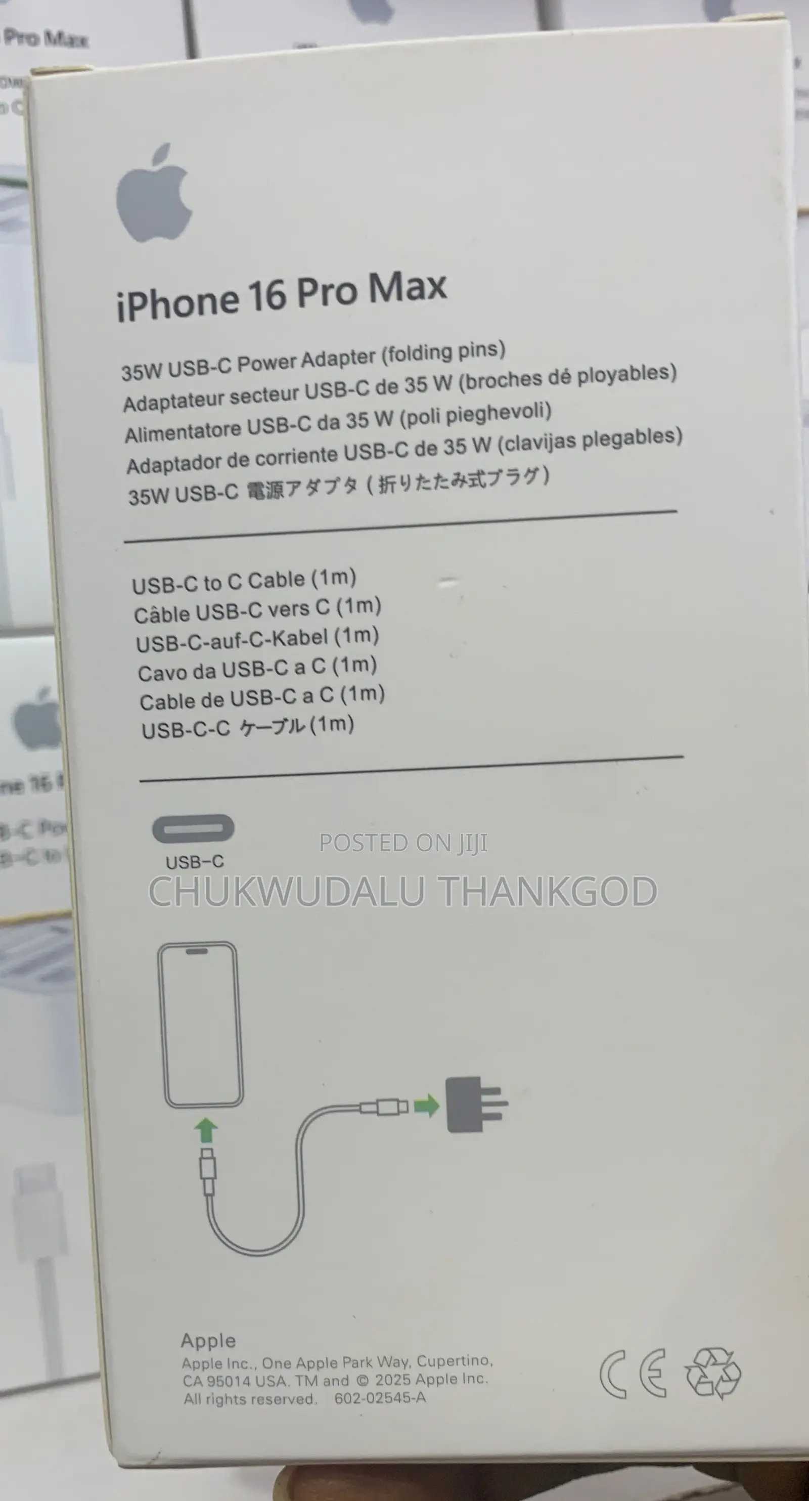 iPhone 16 Pro Max 35w Uusb-C Power Adapter Usb-C to Cabble