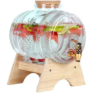 5l Glass Beverage Dispenser With Bamboo Stand