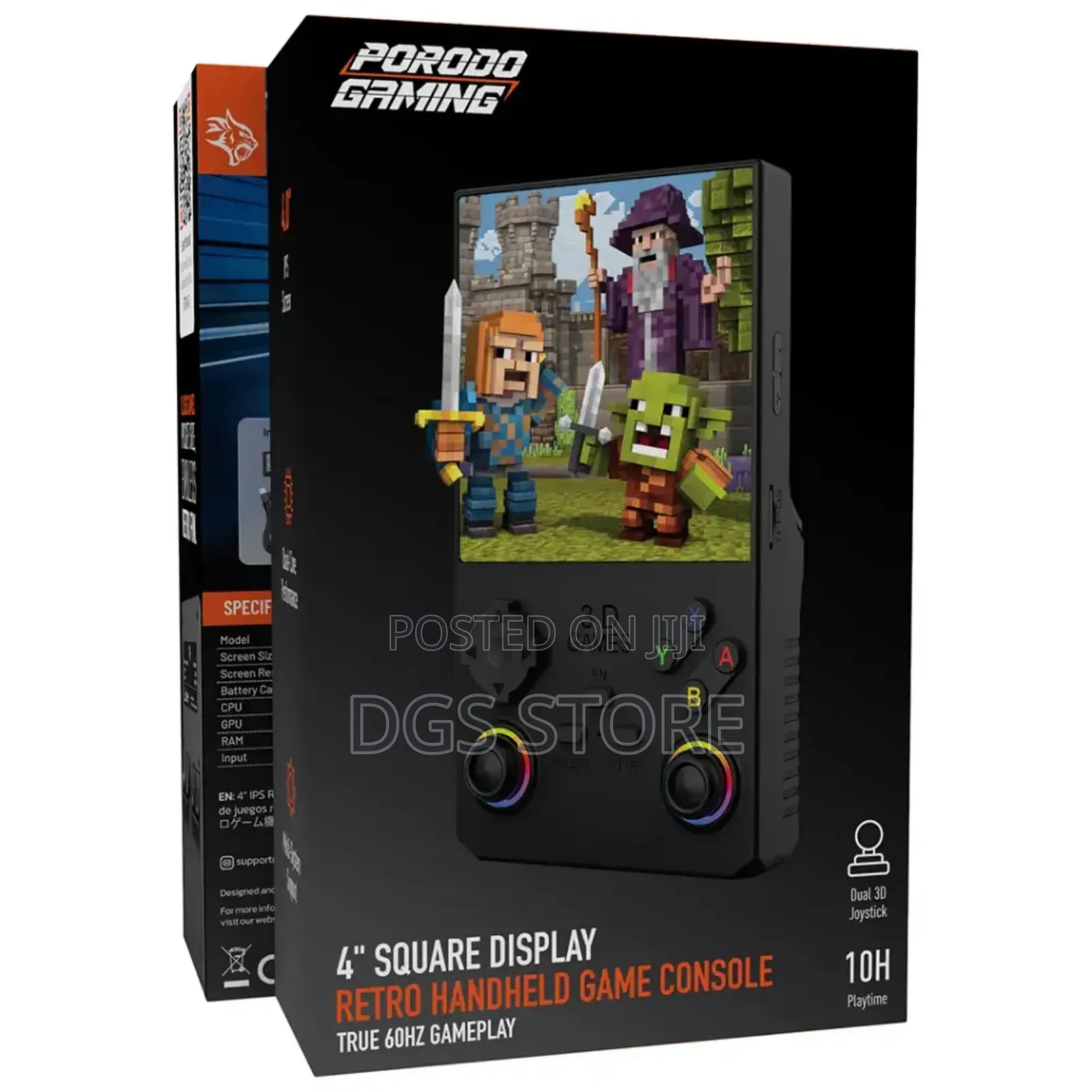 Porodo 4" Square Display Retro Handheld Game Console