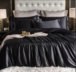Rooee Polish Silk Duvet Bedsheet and Pillowcase Set -Black