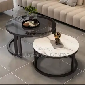 Marble Top Nesting Center Table With Sturdy Iron Frame