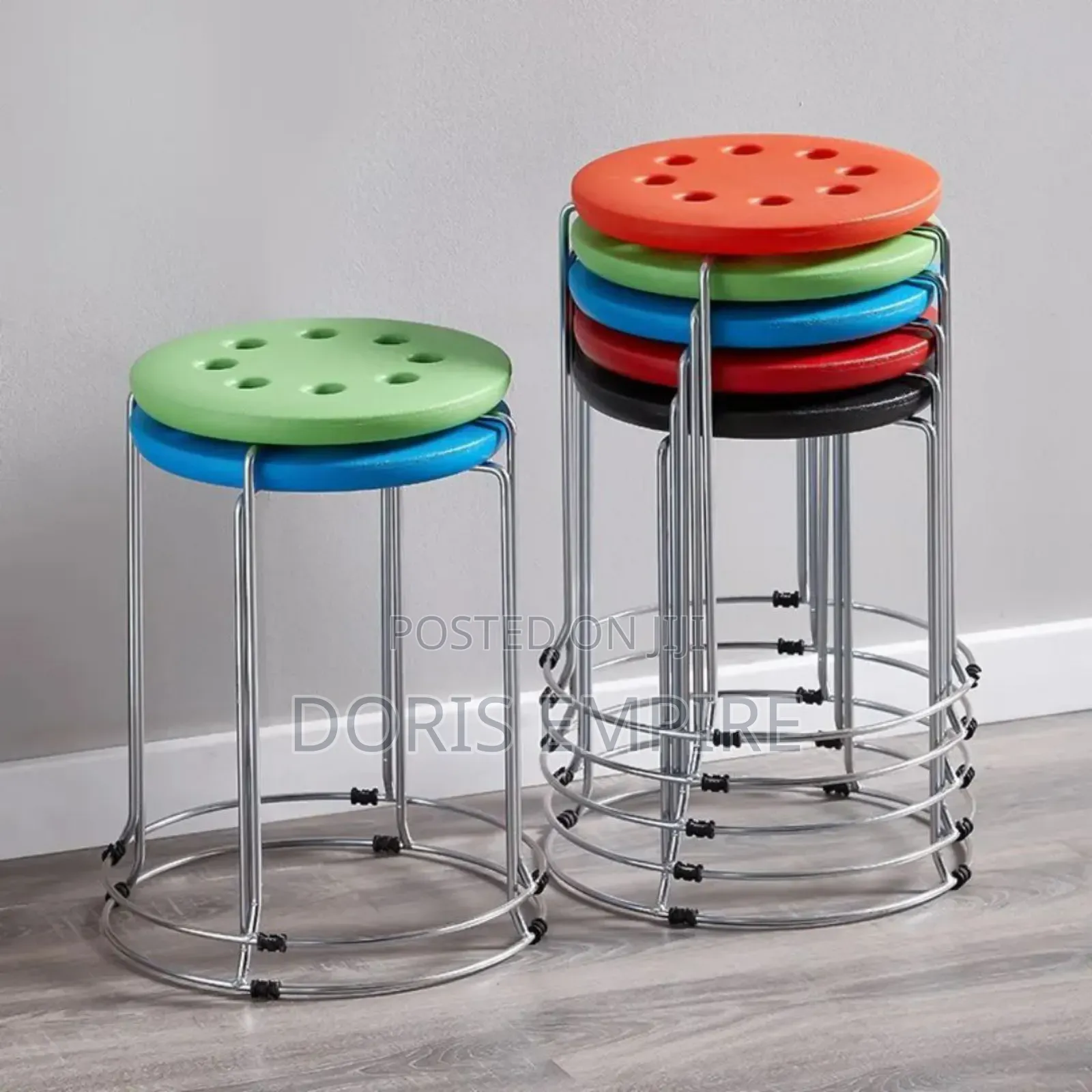 Quality Stackable Stainless Steel Stool With Plastic Top.