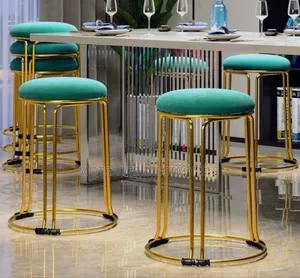 Luxury Padded Gold Round Metal Morden Stackable Dining Stool/Chair
