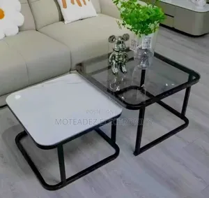 2 in 1 Modern Luxury Square Shape Marble/Tempered Glass Center Tables