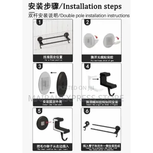 Bathroom Towel Hanger With Hooks - Black