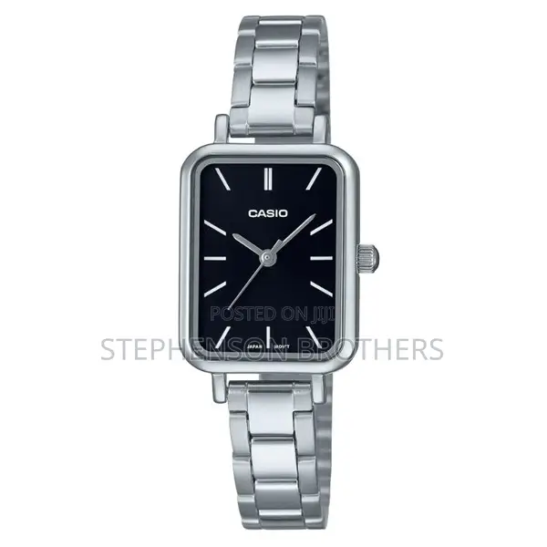 Casio LTP-V009d-1e Rectangular Stainless Steel Black Dial Dress Watch
