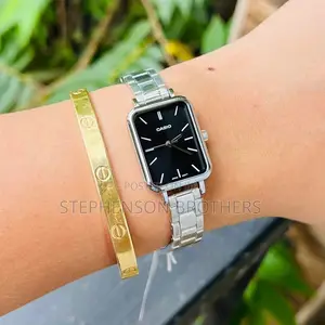 Casio LTP-V009d-1e Rectangular Stainless Steel Black Dial Dress Watch