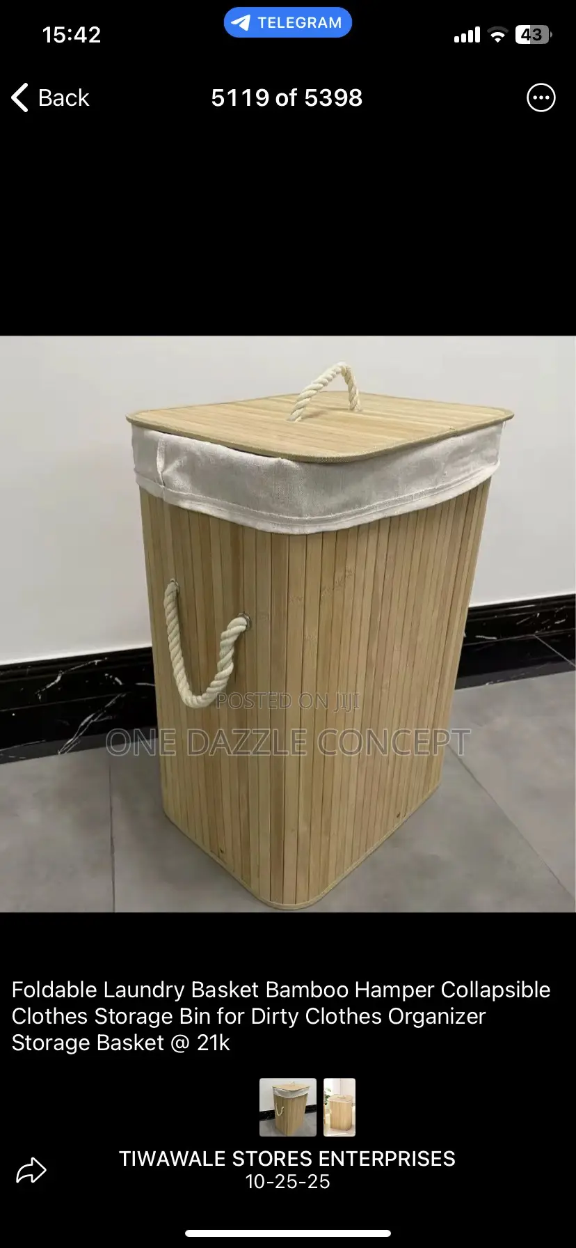 Foldable Bamboo Laundry Basket /Hamper