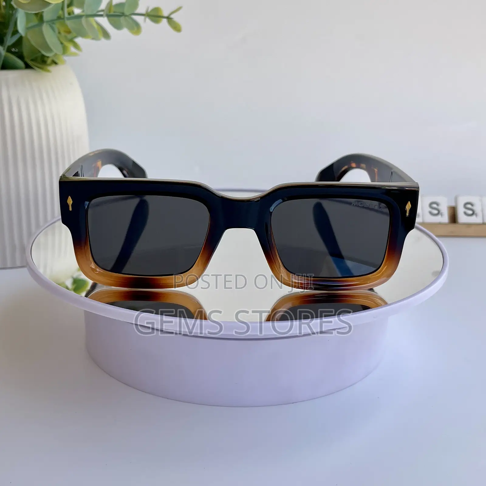 Moscot Style Sunglasses - Tortoiseshell Arms Bold Gradient Frame