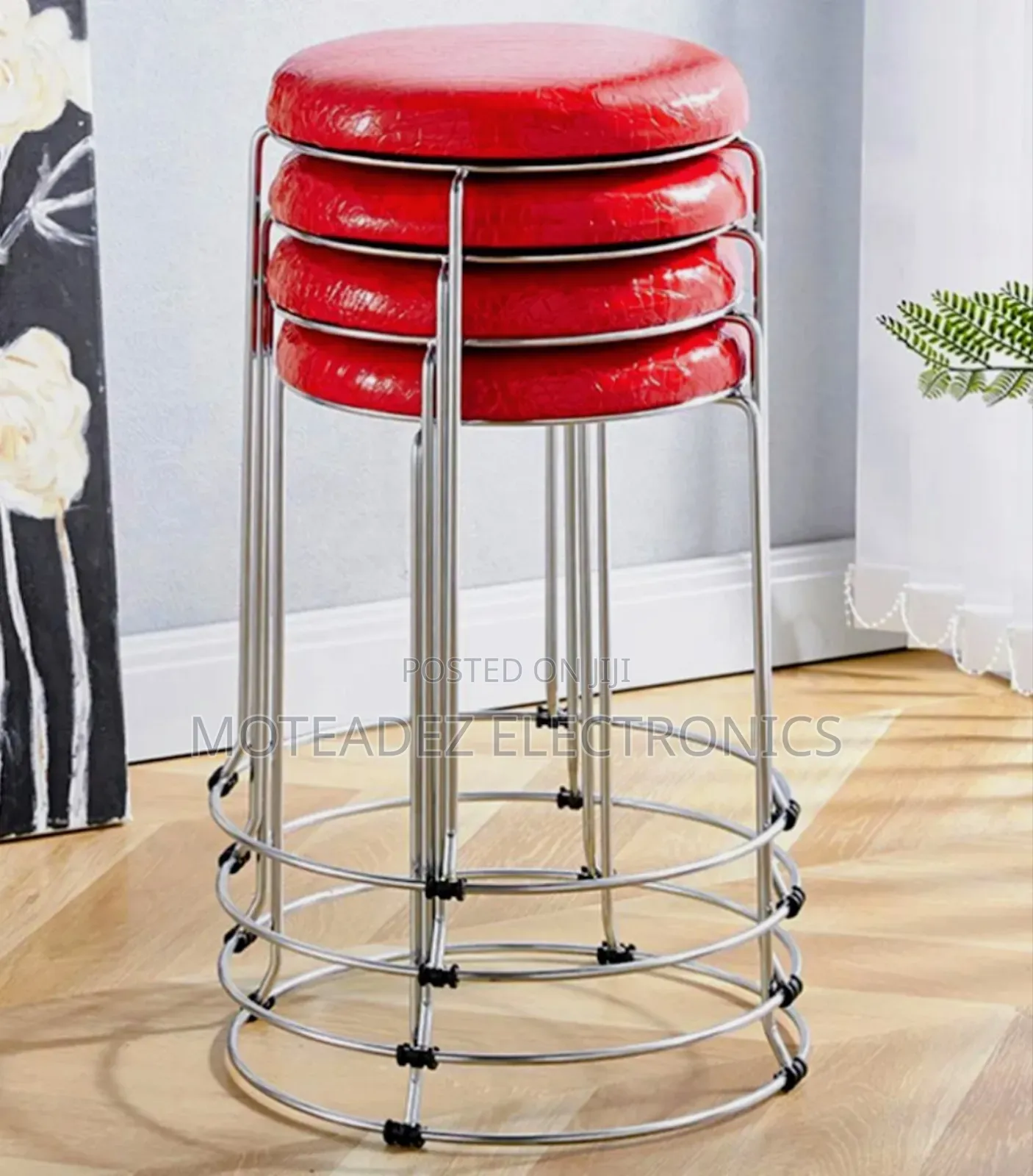 Round Shape Padded Metal Morden Stackable Multipurpose Stool/Chair