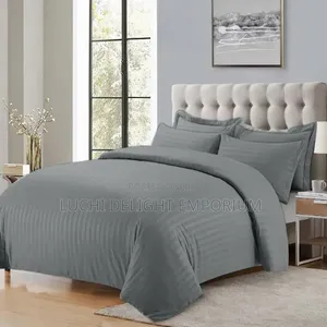 American Striped Light Gray Duvet Bedsheet and Pillowcase Set