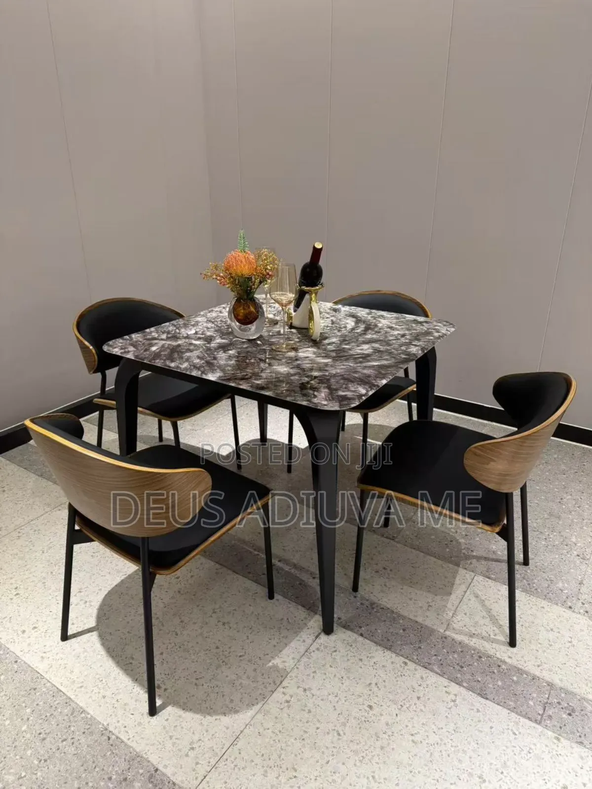 Gray Dining Table and 4 Chairs
