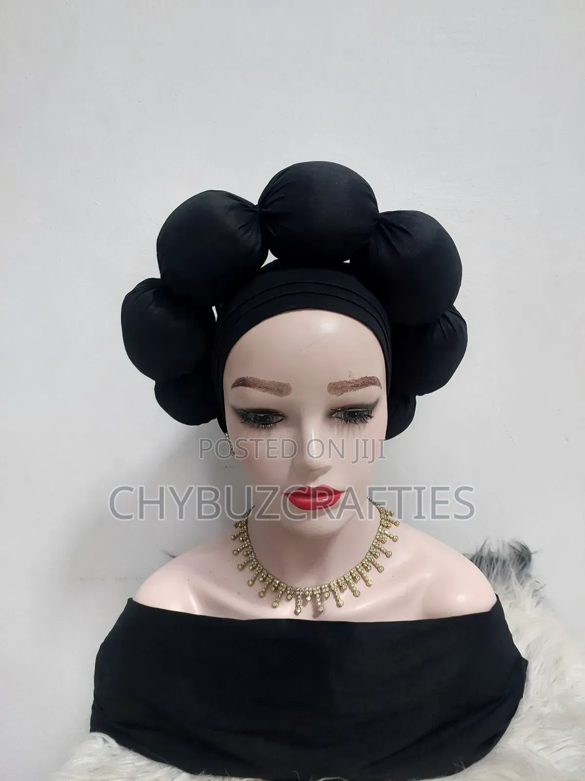 Black Puffy Turban