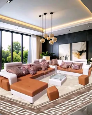 9 Seaters U-Shape Sofa Chairs With Table, Stools. Beautiful Couches