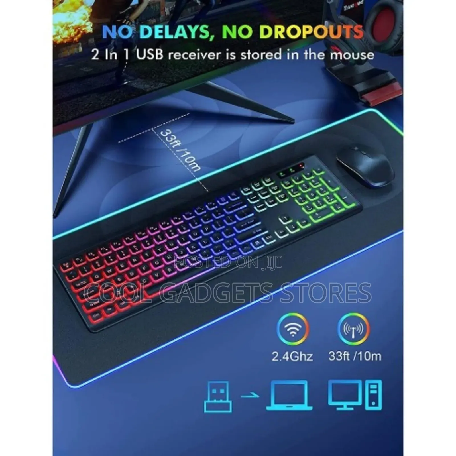 Kl220 Bluetooth Wireless Keyboard and Mouse Combo With RGB Light