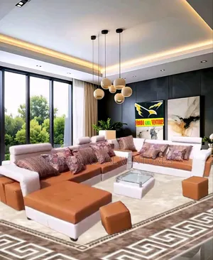 9 Seaters U-Shape Sofa Chairs With Table,Stools. Beautiful Couch. Aku3