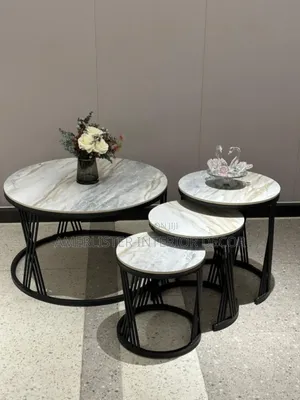 Marble Centre Table With 3side Stool