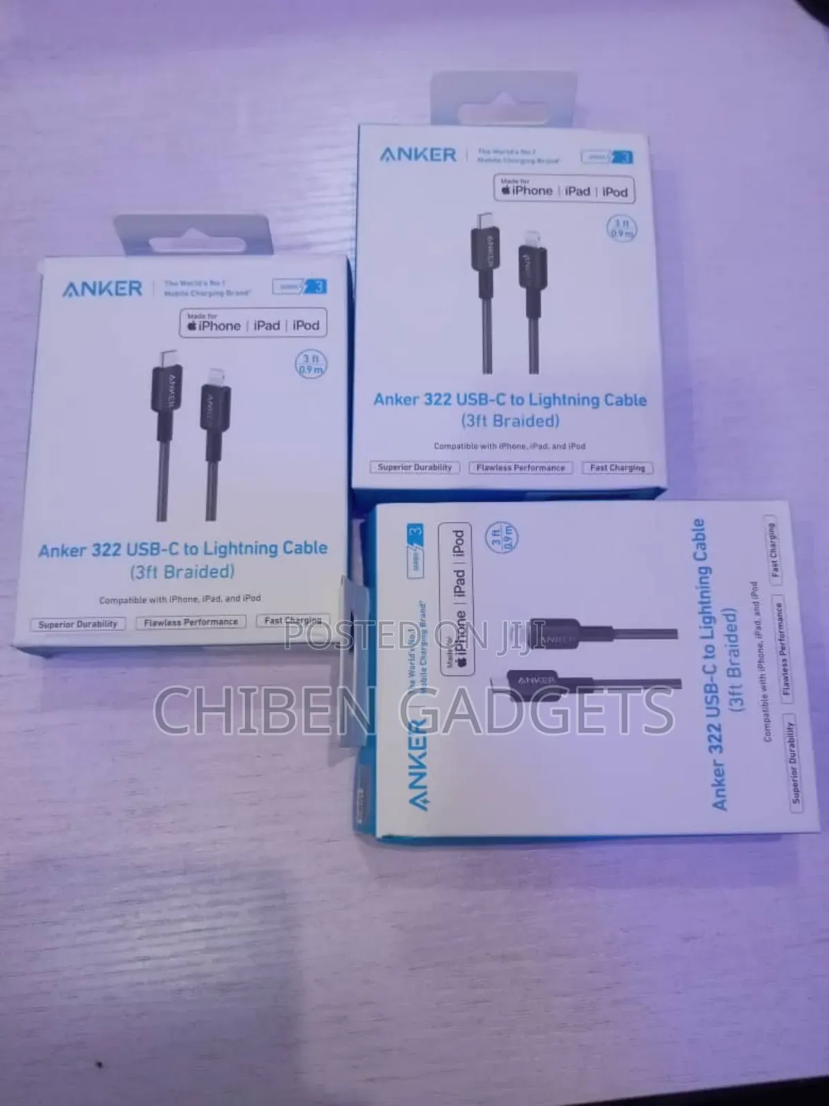 Anker 322 Usb C- To Lighting Cable (3ft Braided