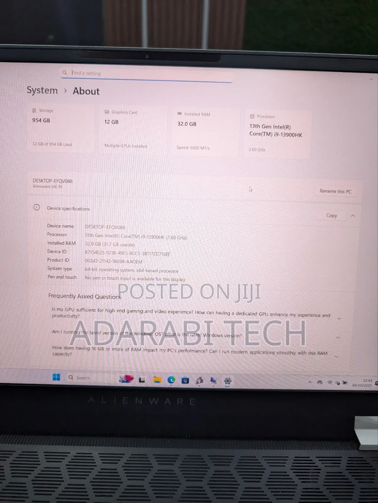 Laptop Dell Alienware X16 R1 32GB Intel Core I9 SSD 2T