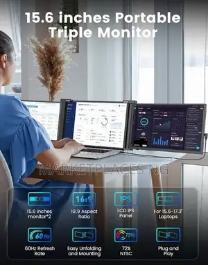 Fopo 15.6" Triple Monitor Laptop Screen Extender, FHD 1080p Ips